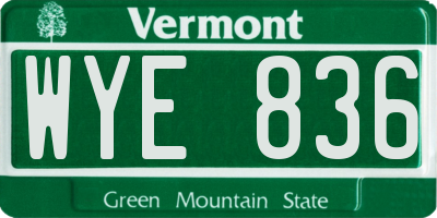 VT license plate WYE836