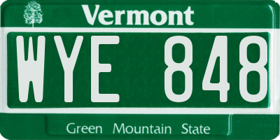 VT license plate WYE848