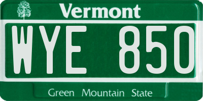VT license plate WYE850
