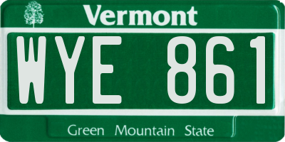 VT license plate WYE861