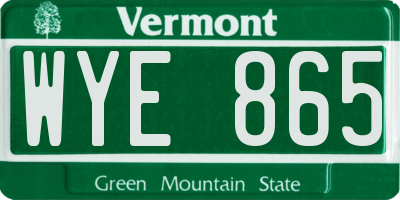 VT license plate WYE865