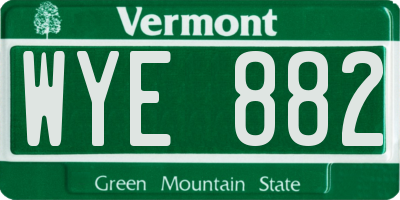 VT license plate WYE882