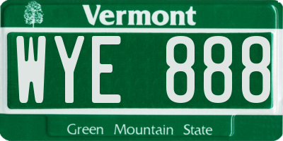 VT license plate WYE888