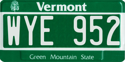 VT license plate WYE952