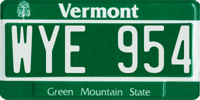 VT license plate WYE954