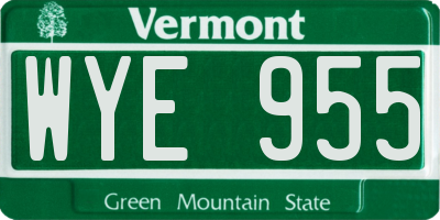 VT license plate WYE955