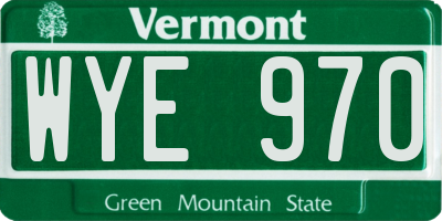 VT license plate WYE970
