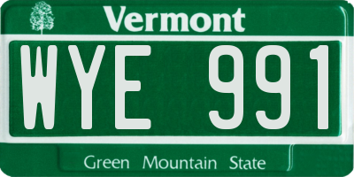 VT license plate WYE991