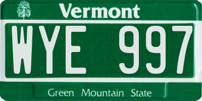 VT license plate WYE997