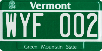 VT license plate WYF002