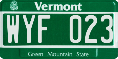VT license plate WYF023