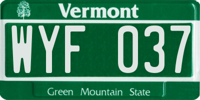 VT license plate WYF037