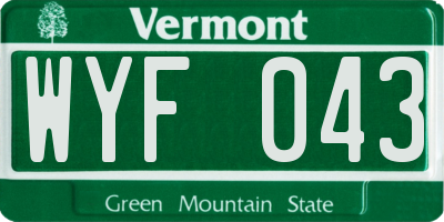 VT license plate WYF043