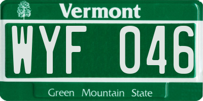VT license plate WYF046