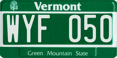 VT license plate WYF050