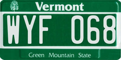 VT license plate WYF068