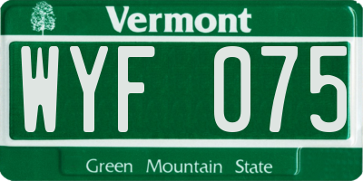 VT license plate WYF075