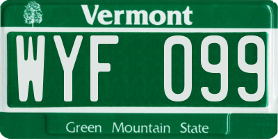 VT license plate WYF099