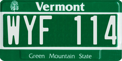 VT license plate WYF114