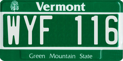 VT license plate WYF116