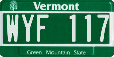 VT license plate WYF117