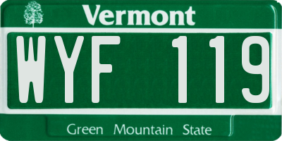 VT license plate WYF119