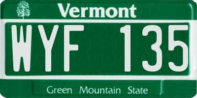 VT license plate WYF135