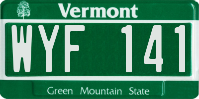 VT license plate WYF141