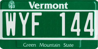 VT license plate WYF144