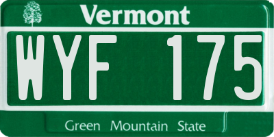 VT license plate WYF175