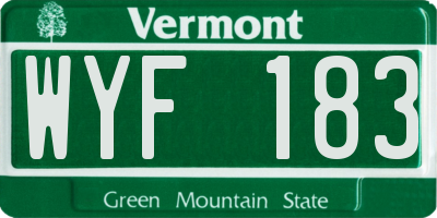 VT license plate WYF183