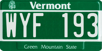 VT license plate WYF193