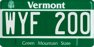 VT license plate WYF200
