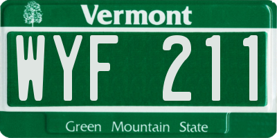 VT license plate WYF211