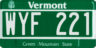 VT license plate WYF221