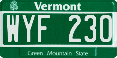 VT license plate WYF230