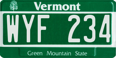 VT license plate WYF234