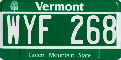VT license plate WYF268