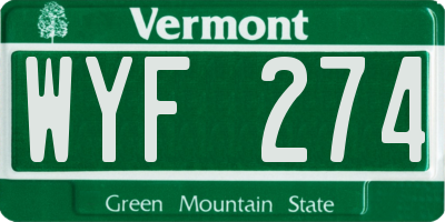 VT license plate WYF274