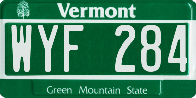VT license plate WYF284