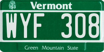 VT license plate WYF308