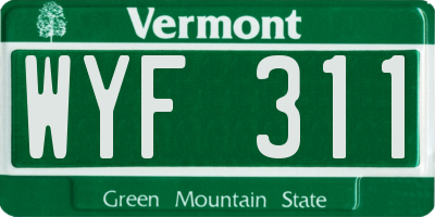 VT license plate WYF311