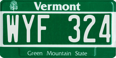 VT license plate WYF324