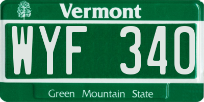 VT license plate WYF340