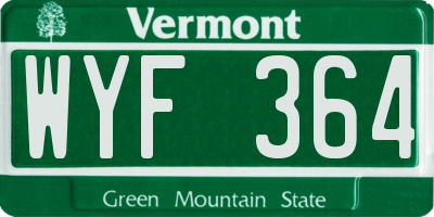 VT license plate WYF364