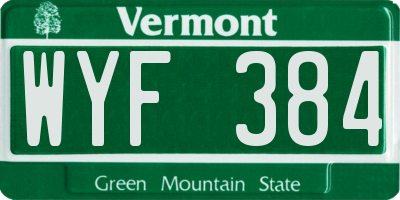 VT license plate WYF384