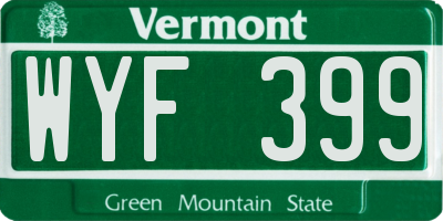 VT license plate WYF399