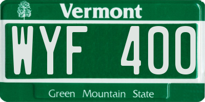 VT license plate WYF400