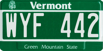 VT license plate WYF442
