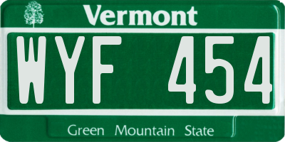 VT license plate WYF454